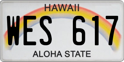 HI license plate WES617