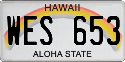 HI license plate WES653