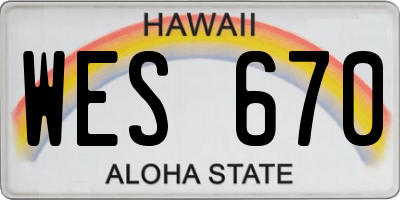 HI license plate WES670