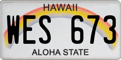 HI license plate WES673