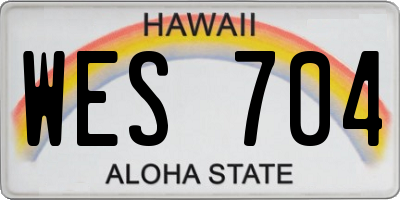 HI license plate WES704