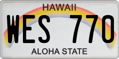 HI license plate WES770