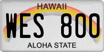 HI license plate WES800