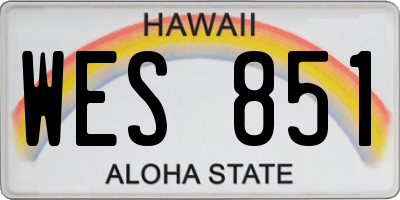 HI license plate WES851