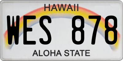 HI license plate WES878