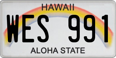 HI license plate WES991
