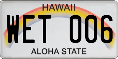 HI license plate WET006