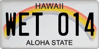 HI license plate WET014