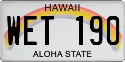 HI license plate WET190
