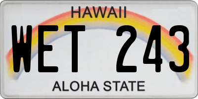 HI license plate WET243