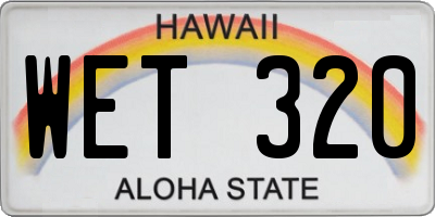 HI license plate WET320