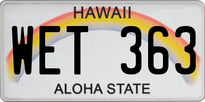 HI license plate WET363