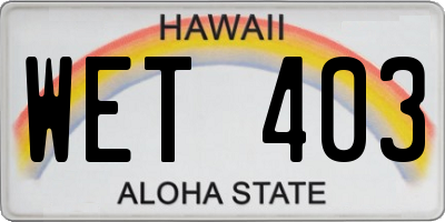 HI license plate WET403