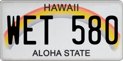 HI license plate WET580