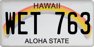 HI license plate WET763