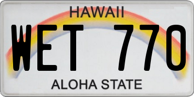 HI license plate WET770