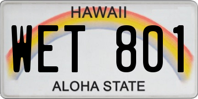 HI license plate WET801