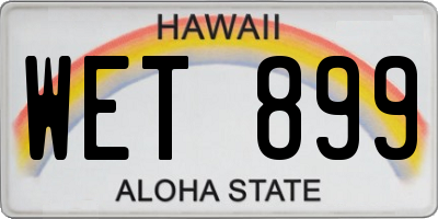 HI license plate WET899