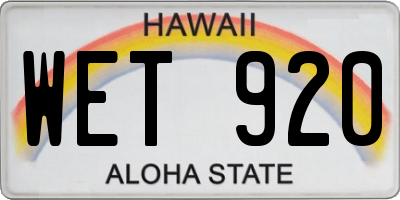 HI license plate WET920