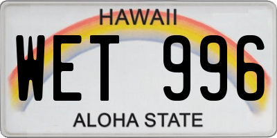 HI license plate WET996