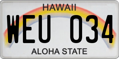 HI license plate WEU034