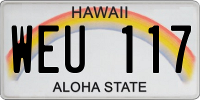HI license plate WEU117