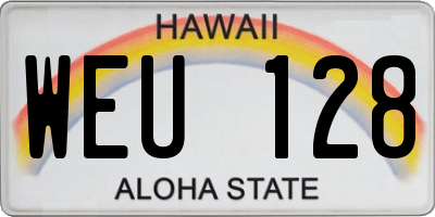 HI license plate WEU128