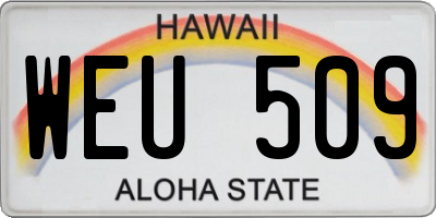 HI license plate WEU509