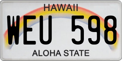 HI license plate WEU598