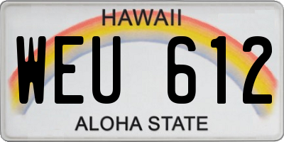 HI license plate WEU612