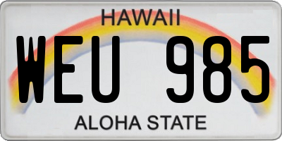 HI license plate WEU985