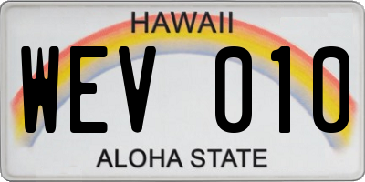 HI license plate WEV010