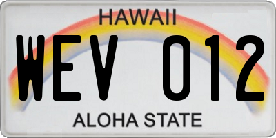 HI license plate WEV012