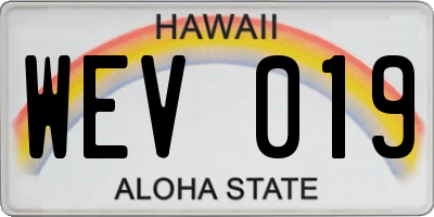 HI license plate WEV019