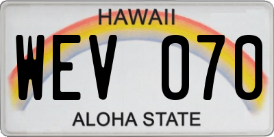 HI license plate WEV070