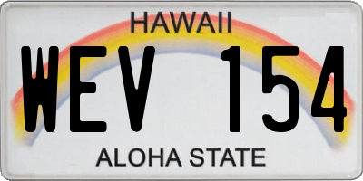 HI license plate WEV154