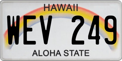 HI license plate WEV249