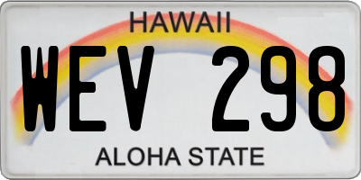 HI license plate WEV298