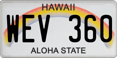HI license plate WEV360