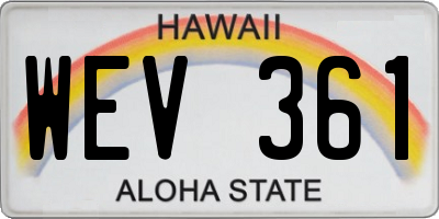 HI license plate WEV361