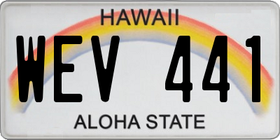 HI license plate WEV441