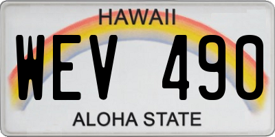 HI license plate WEV490