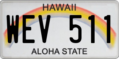 HI license plate WEV511