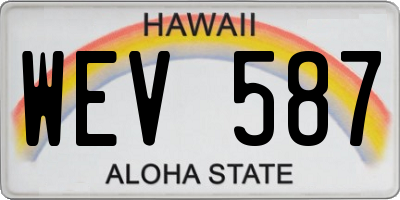 HI license plate WEV587
