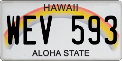 HI license plate WEV593