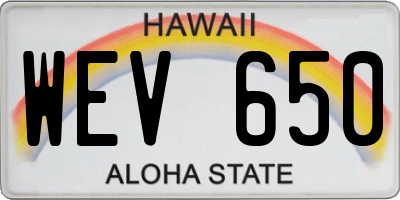 HI license plate WEV650