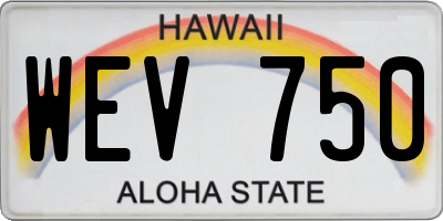 HI license plate WEV750