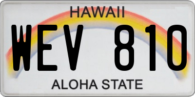 HI license plate WEV810