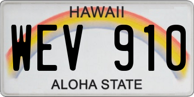 HI license plate WEV910