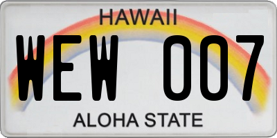 HI license plate WEW007